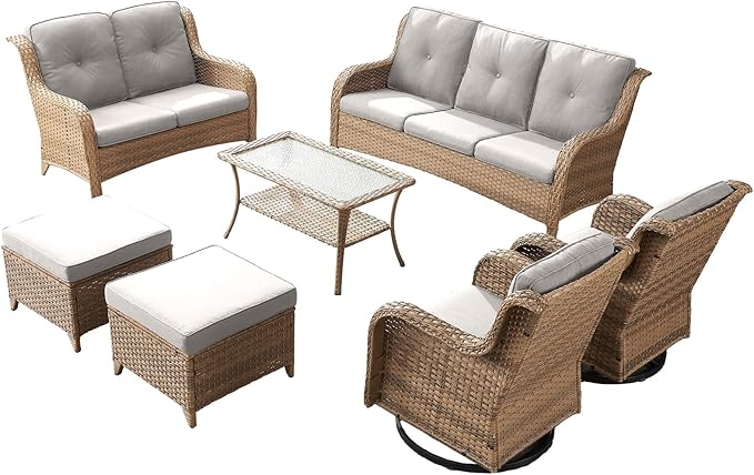 Wicker Patio Furniture Set - 5 Piece Rattan Outdoor Sectional Conversation Sets