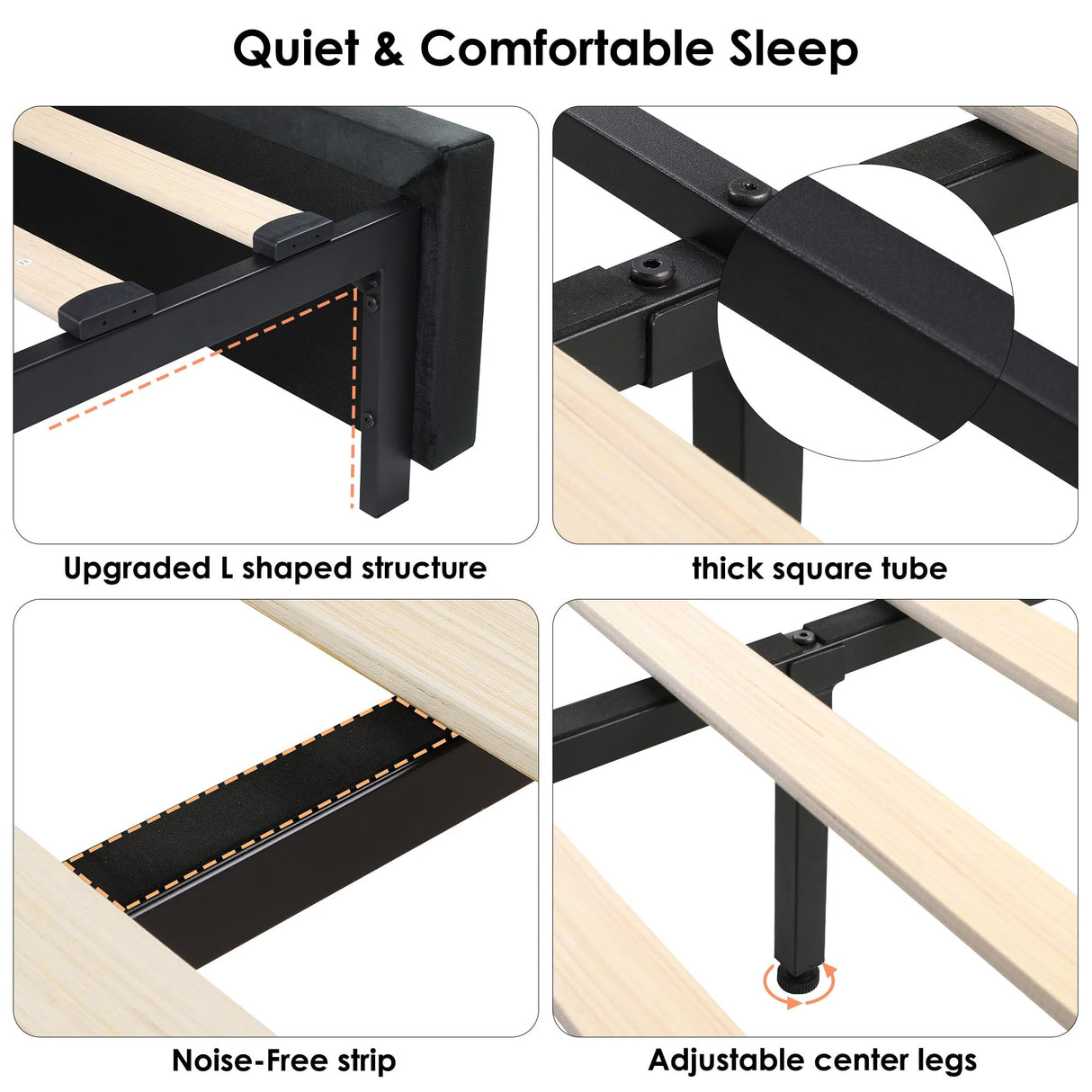 Queen Upholstered Bed Frame with Storage - 54" Tufted Headboard