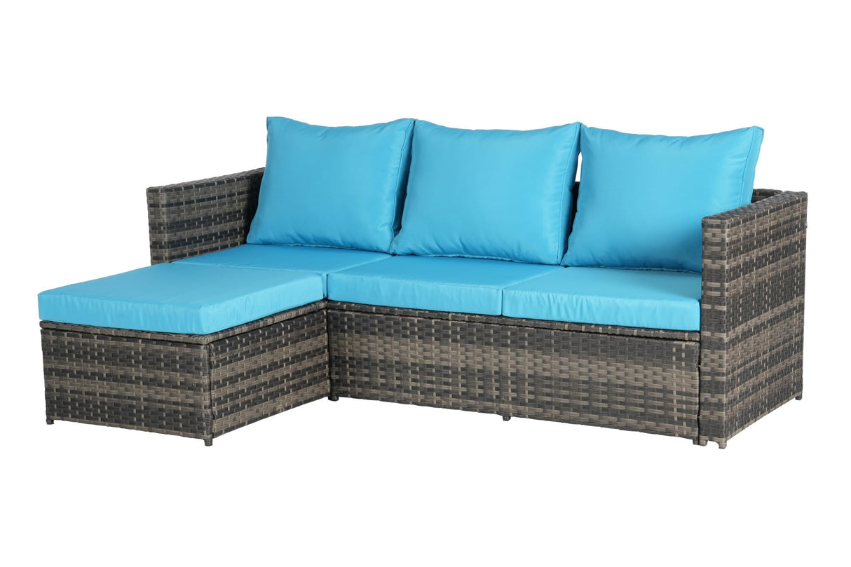 4Pcs Outdoor Patio Sectional Couch Sofa & Chair & Coffee Table Conversation Furniture Set