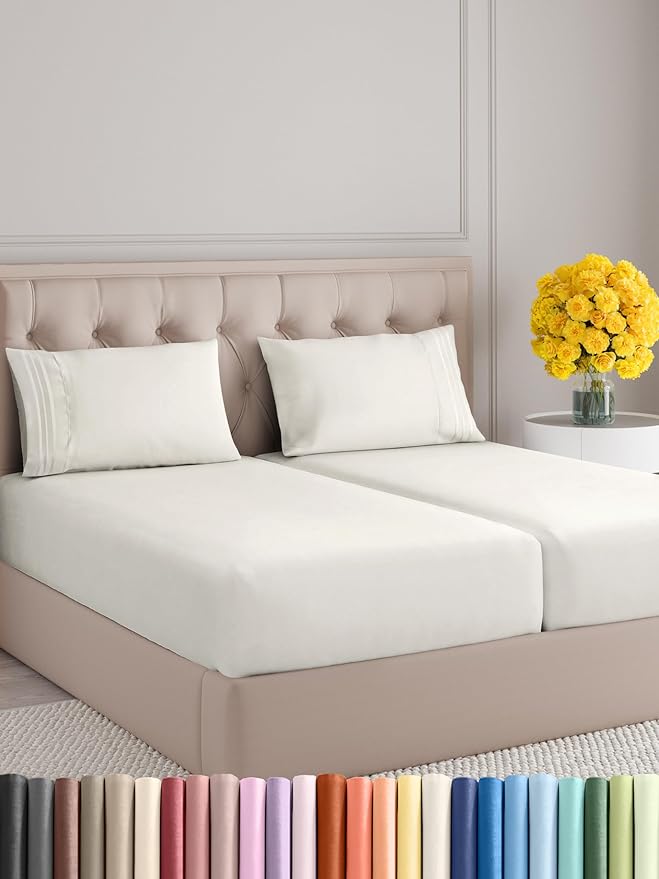 Queen Size 4 Piece Sheet Set - Comfy Breathable & Cooling Sheets