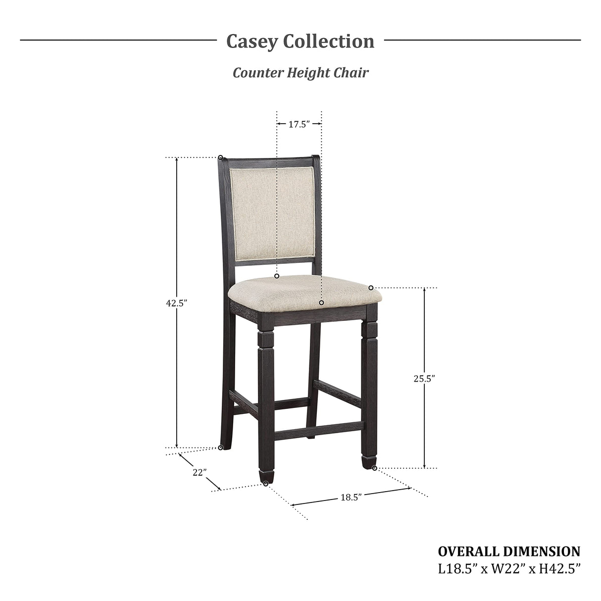 Counter Height Dining Set, Brown/Black