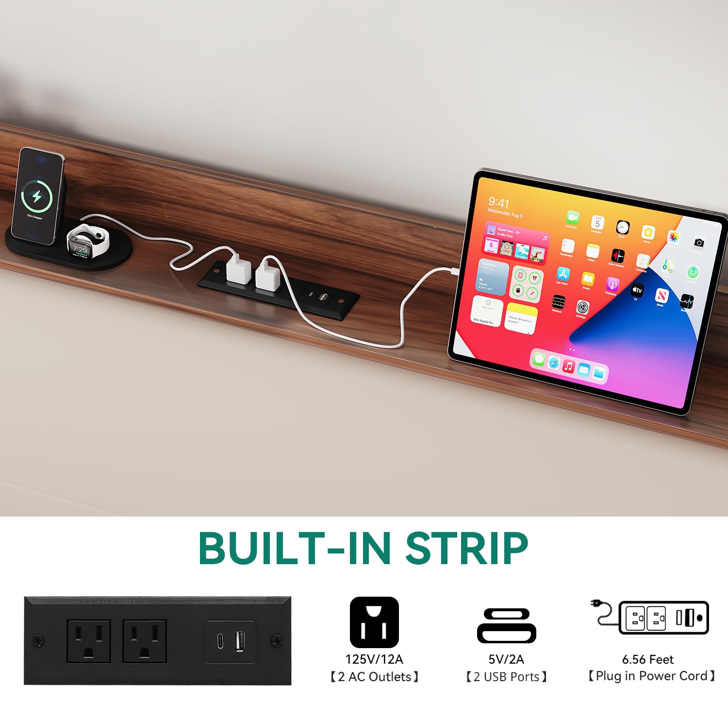 YITAHOME Queen Size Floating Bed Frame with RGB LED Lights Storage Headboard, Upholstered Platform Bed with USB-C/A Charging Station, No Box Spring Required, Light Gray (Beige)