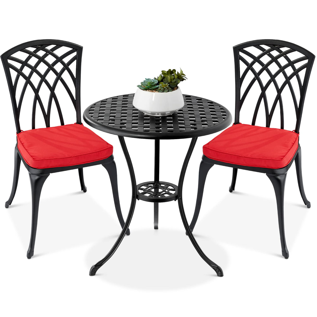 3-Piece Bistro Set, Aluminum Outdoor Dining Furniture Set for Patio
