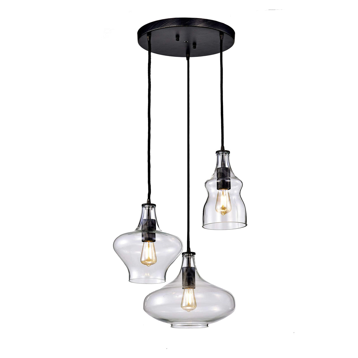 Jojospring Tasia Antique Black/Clear Mouth-Blown Glass Cluster Pendant Chandelier