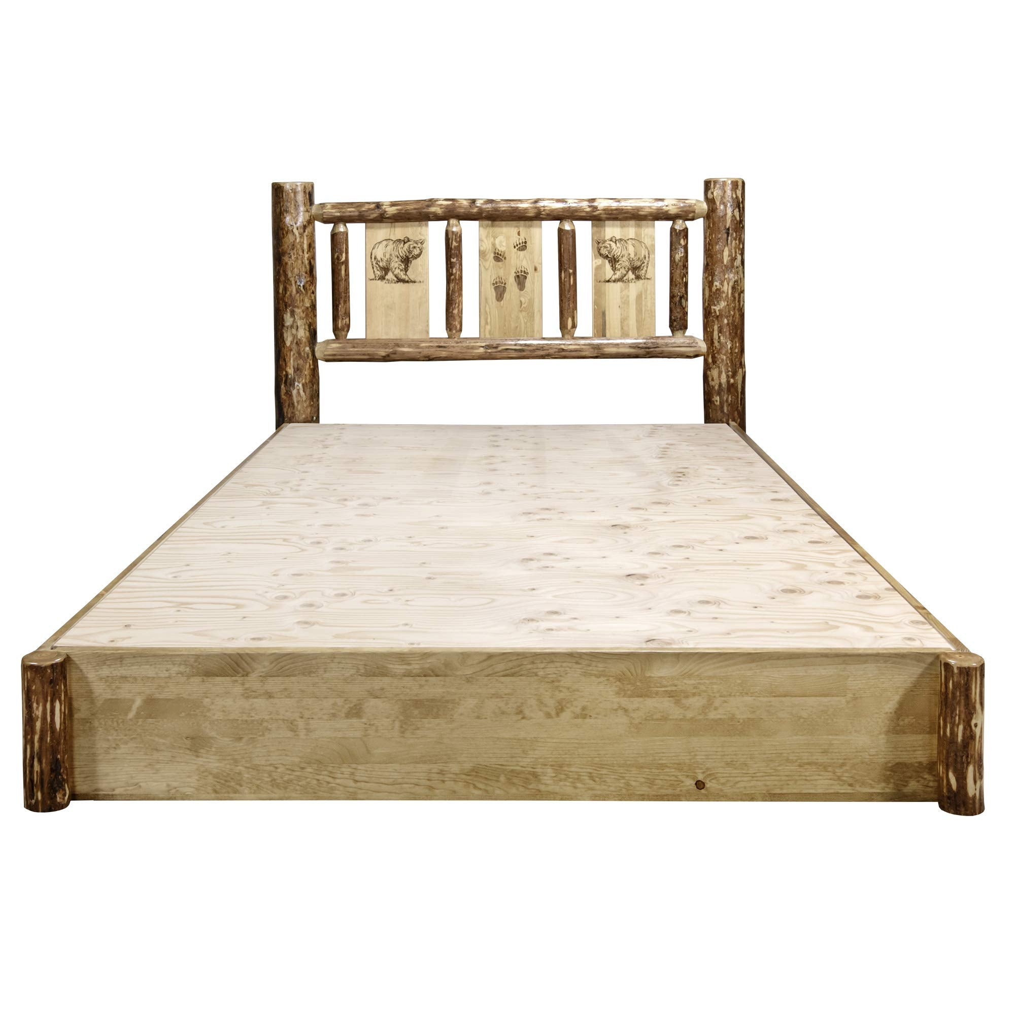 Glacier Country Collection King Bed Platform, (U.S. Standard), Stain & Clear Lacquer Finish