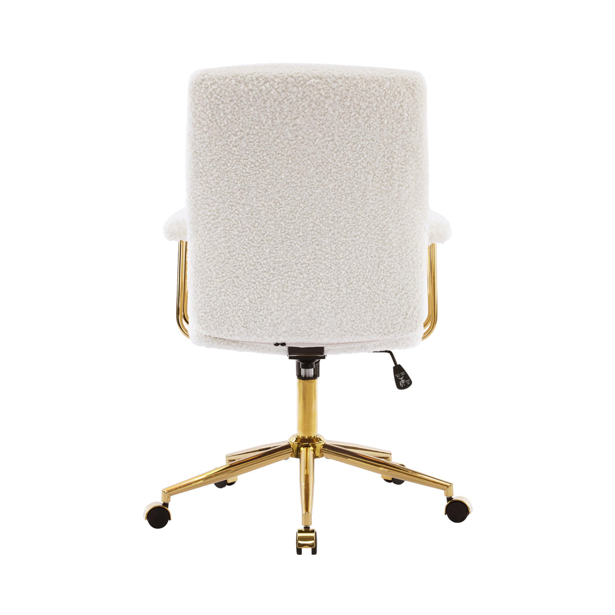 White Boucle Office Chair with Gold Base - Height Adjustable Desk Chair