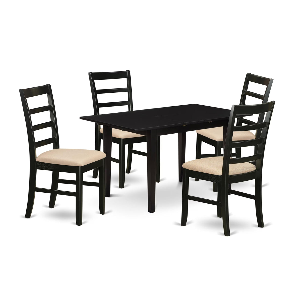 NOPF5-BLK-C 5 Piece Dining Room Furniture Set Includes a Rectangle Kitchen Table with Butterfly Leaf