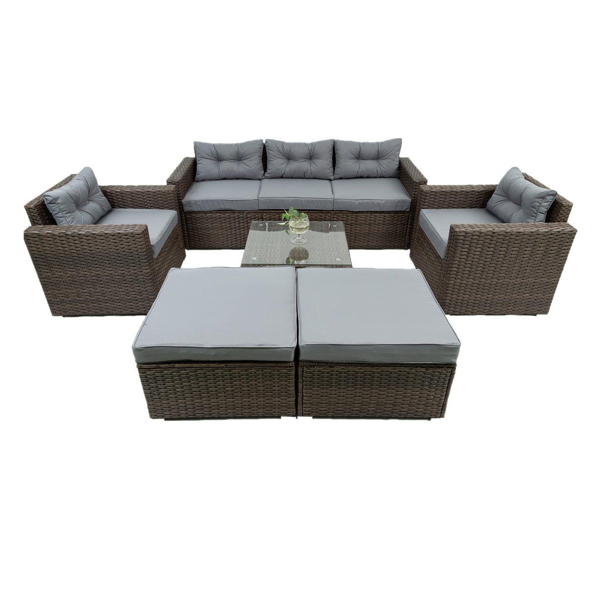 Patio Rattan Wicker Outdoor Conversation Set with Thick Cushions