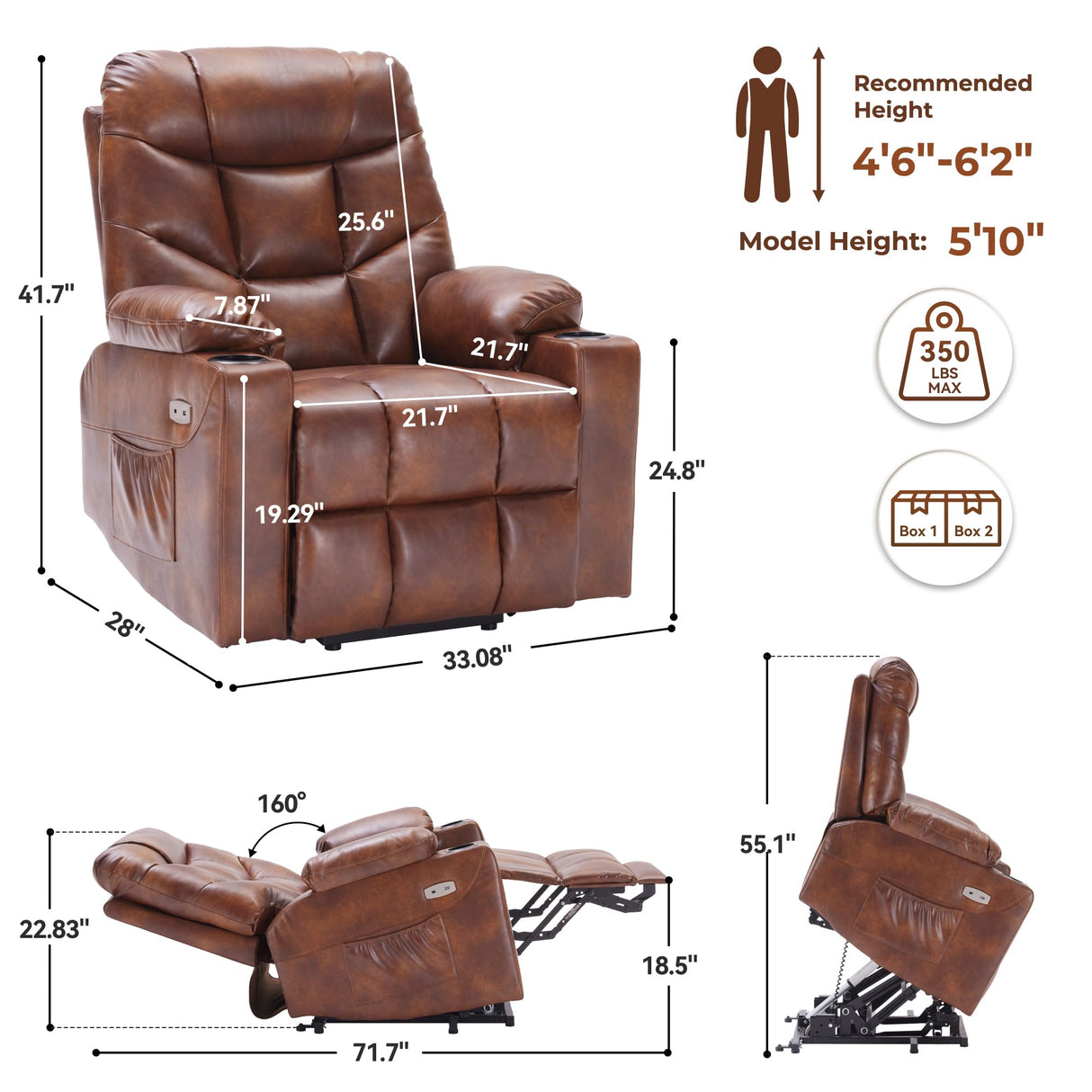 MotionEase Dual Motor Lift Recliner – with Heat, Massage & Wheels for Seniors