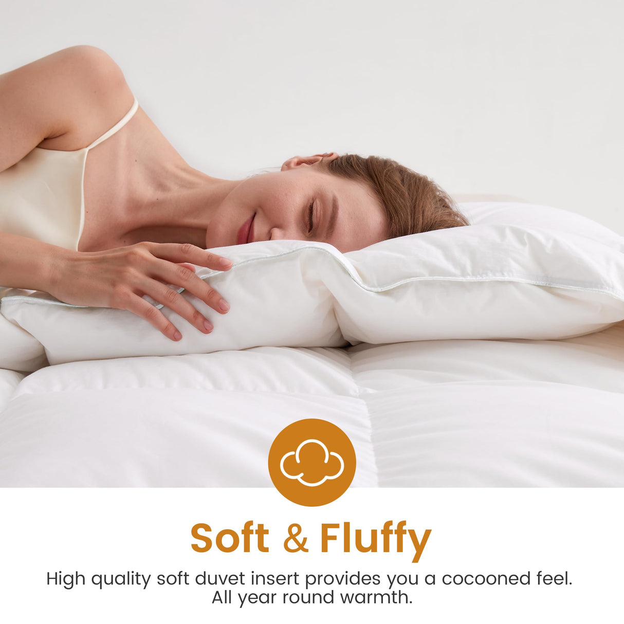 LeWinBedding Luxury Goose Feathers Down Comforter Oversized King Size,All Season Fluffy Duvet Insert,750 Fill Power Hotel Quality Bed Comforter with 8 Tabs(White,120x98 inches)