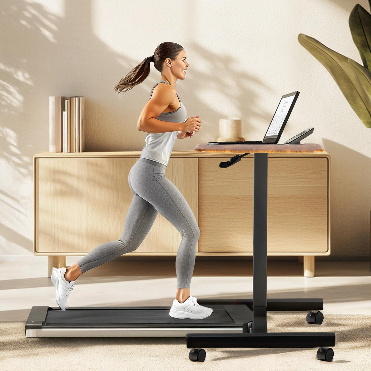 Mobile Small Standing Desk - Rolling Desk with Adjustable Height and Lockable Wheels