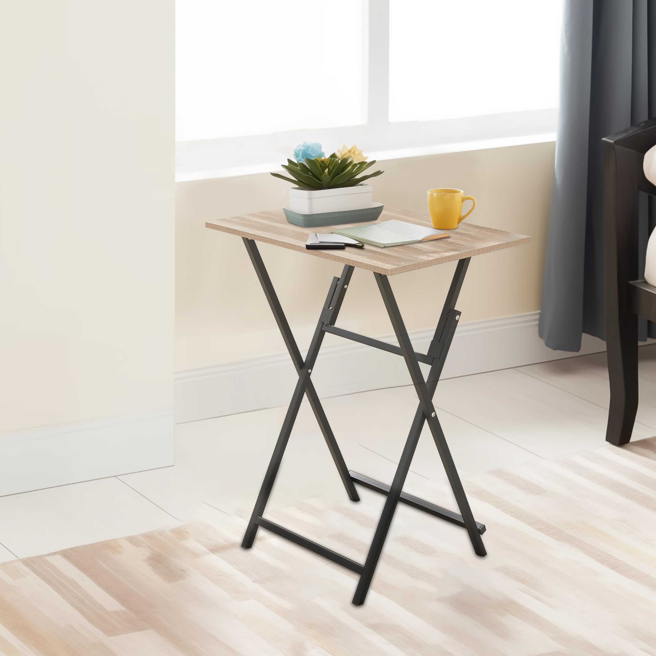 Folding TV Tray Table, Wooden TV Tray, No Assembly Required and Easy to Fold