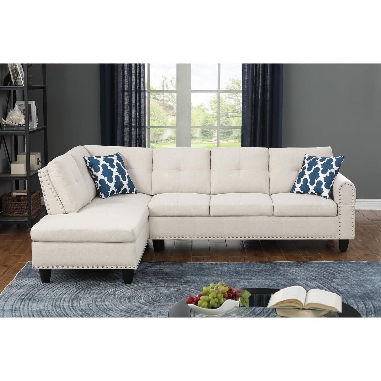 Sophisticated Simplicity Sectional Sofa with Ottoman, Living Room Set