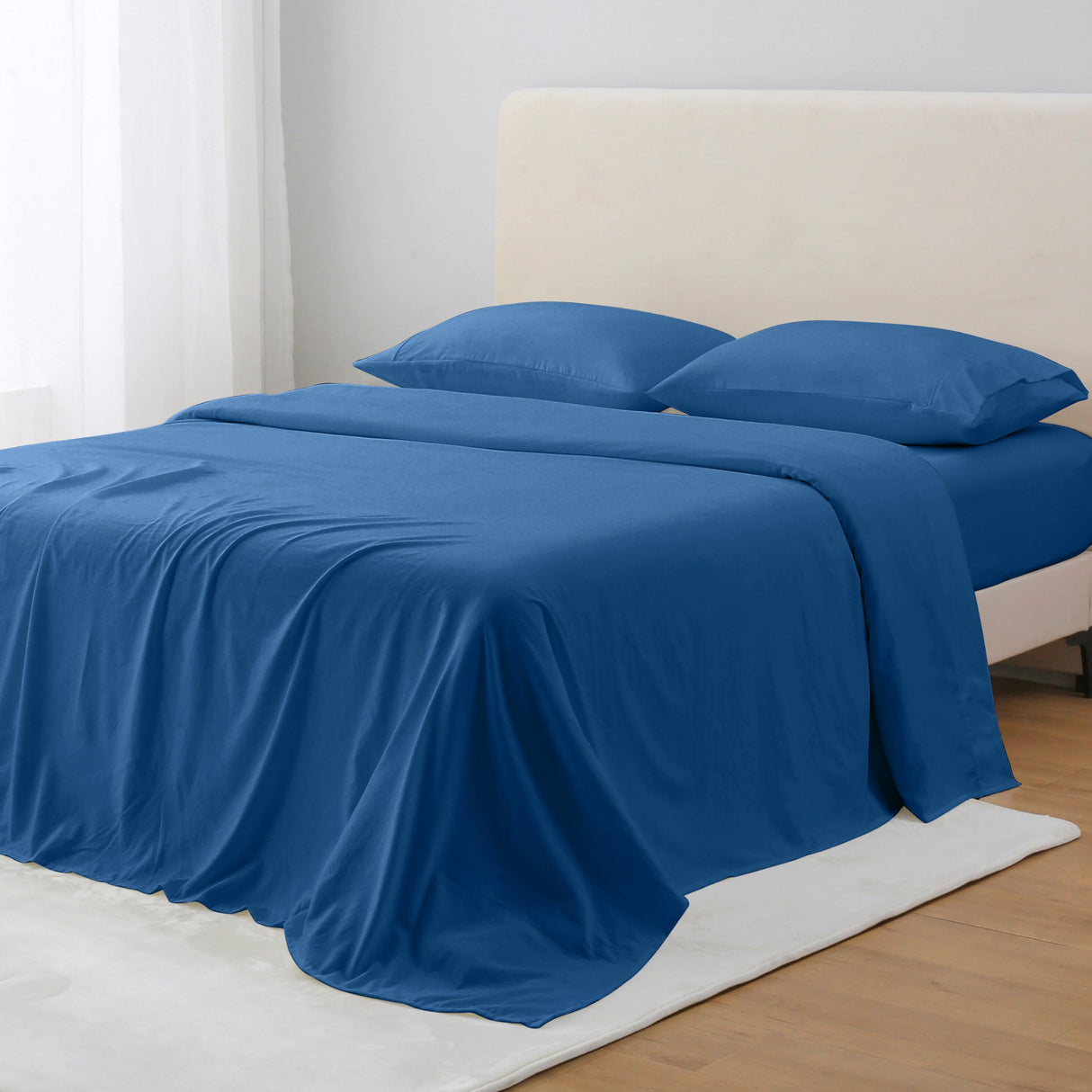 King Size Sheet Set, 4-Piece Brushed Microfiber Sheets for King Size Bed Set