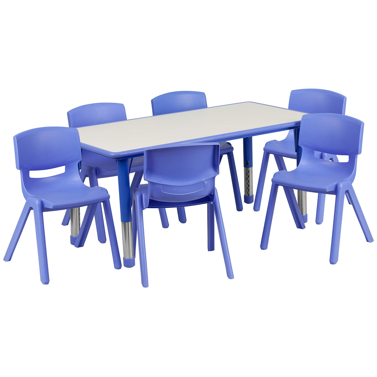 Emmy Adjustable Classroom Activity Table with 6 Stackable Chairs
