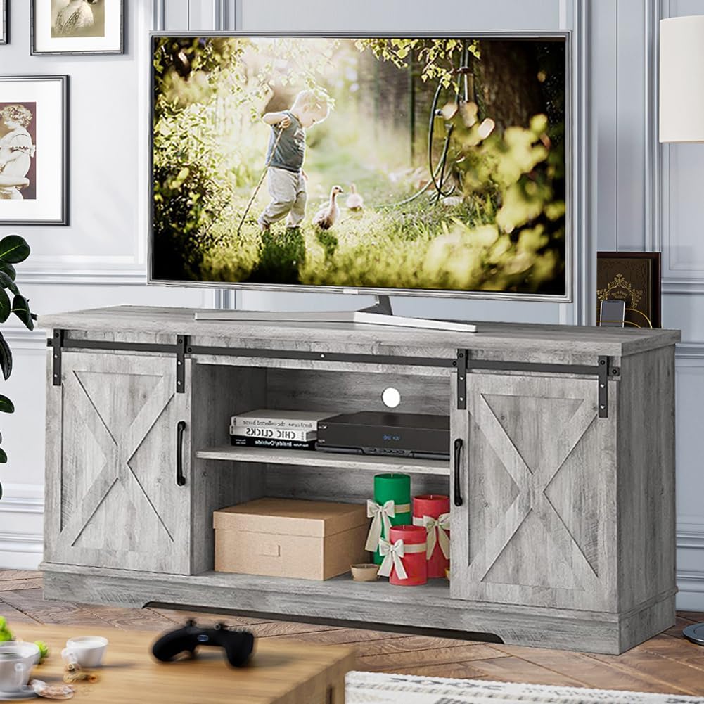 Farmhouse TV Stand for 65 Inch TV Entertainment Center TV Media Console Cabinet,