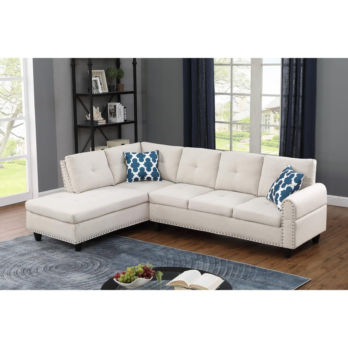 Sophisticated Simplicity Sectional Sofa with Ottoman, Living Room Set