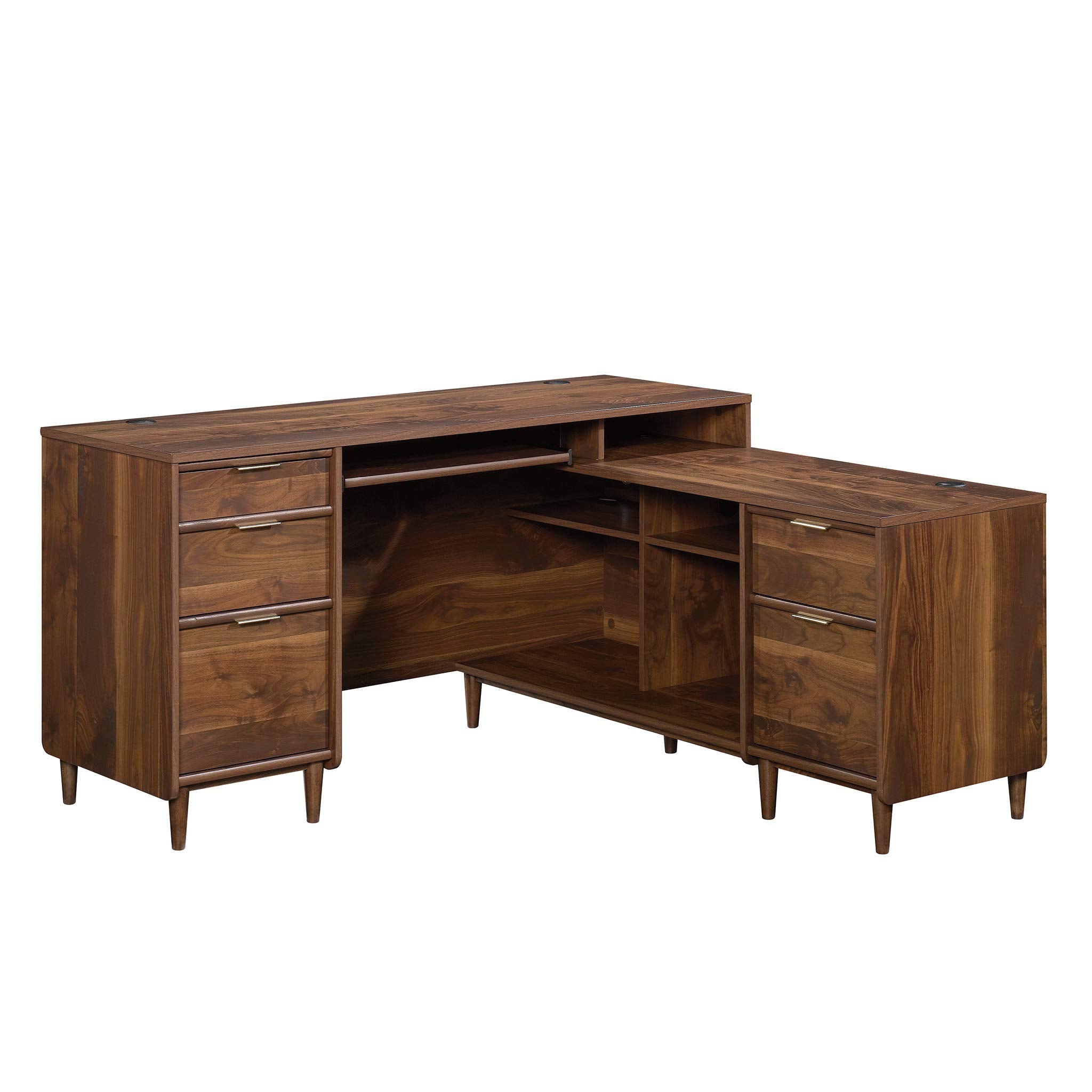Place L-Desk, L: 59.06" x W: 53.54" x H: 30.2", in Grand Walnut finish