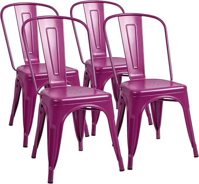 Metal Dining Chair Indoor-Outdoor Use Stackable Classic Trattoria Chair Chic Dining