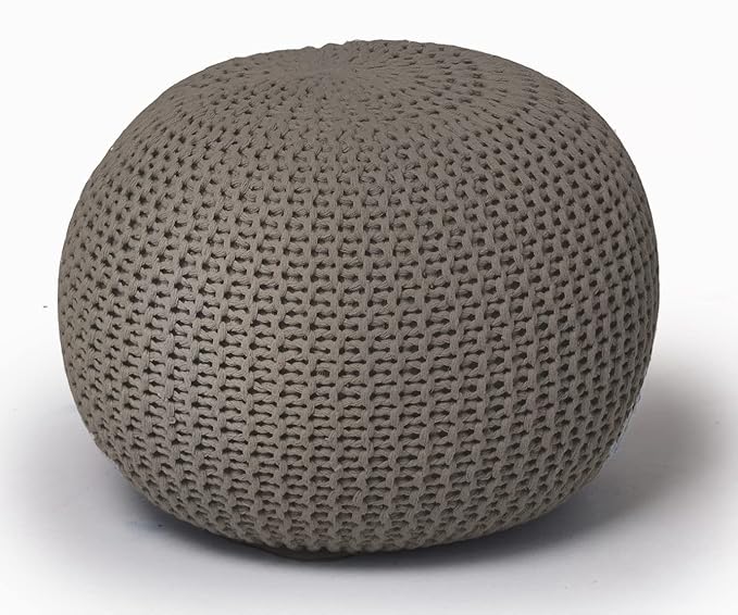 Round Knit Pouf, Wine