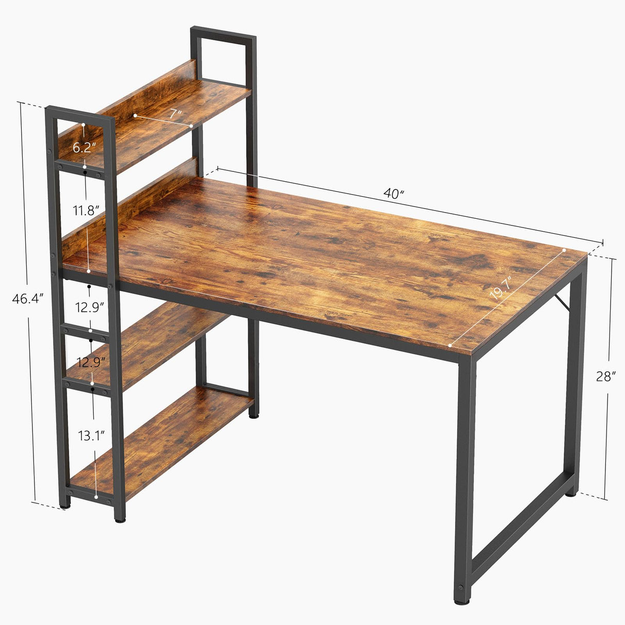 Computer Desk 40 inch with Storage Shelves Study Writing Table for Home Office