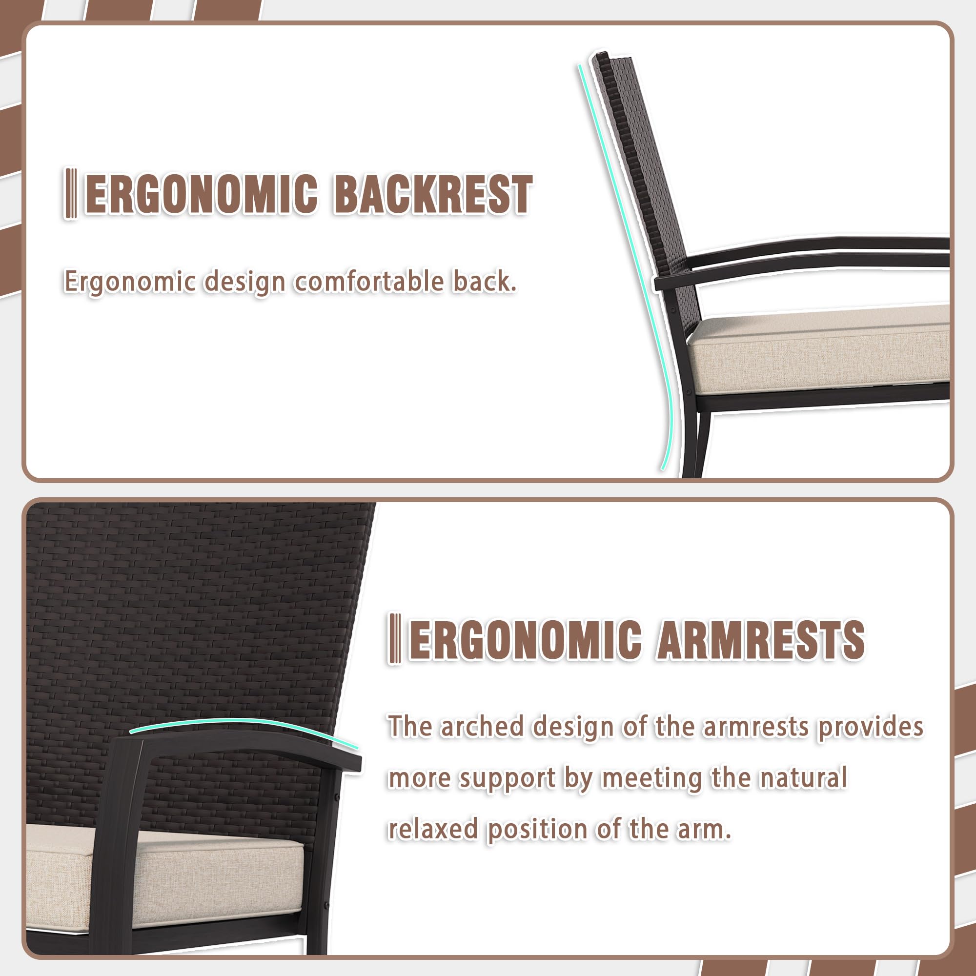 Qsoer 7-Piece Patio Dinning Set, All-Weather Use Outdoor Dinning Set for 6 with 1 Rectangular Table and 6 Metal Chairs for Deck, Porch, Poolside,Backyard