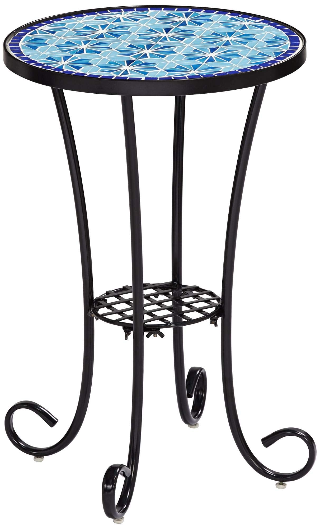 Blue Star Modern Black Metal Round Outdoor Accent Side Table 14" Wide