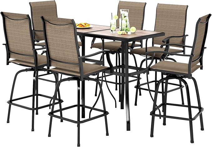 3 PCS Patio Swivel Bar Set Outdoor Furniture Bar Height Bistro Set