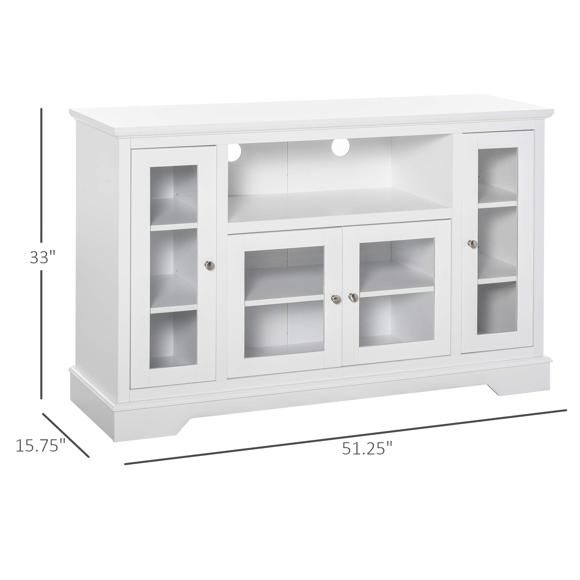 Sideboard Buffet Cabinet with Storage, Kitchen Cabinet Coffee Bar Cabinet with Glass Doors for Living Room, Kitchen, White