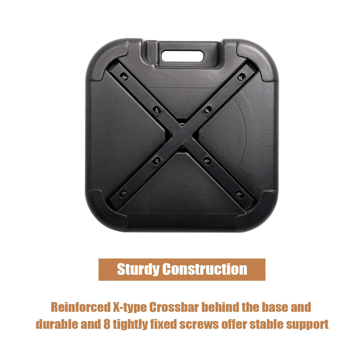 VredHom 53lbs Patio Umbrella Base Stand, Outdoor Market Umbrella Stand with Carry Handle,Water/Sand Filled Holder Plastic Square Weighted Base,Heavy Duty Umbrella Holder, for Lawn, Garden, 24L