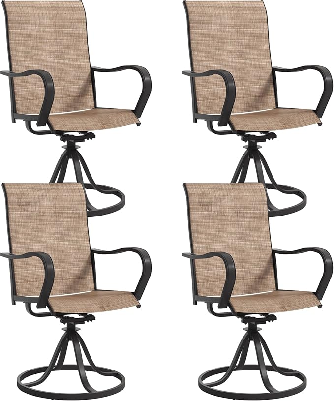 Patio Chairs, Swivel Outdoor Chairs Set of 2, Textilene Outdoor Swivel Rocker Patio Chairs