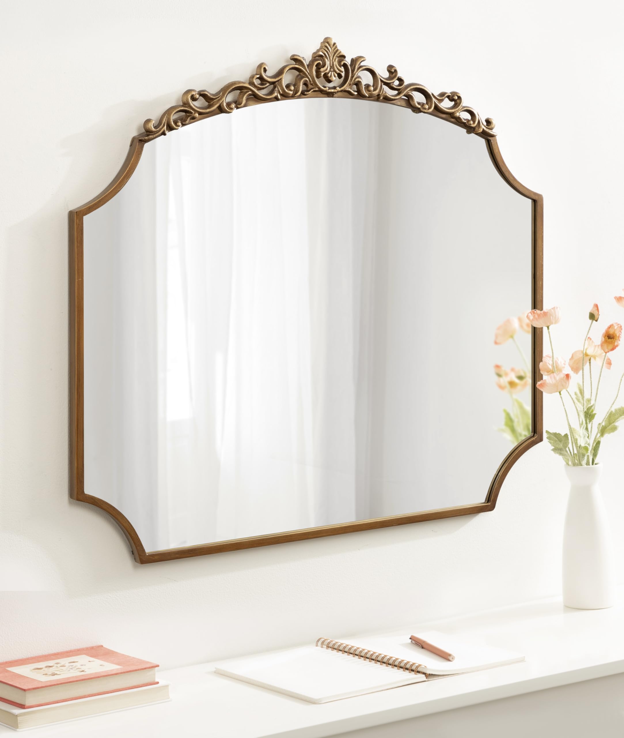 Arendahl Ornate Traditional Arched Scallop Mirror, 36 x 32, Gold, Decorative Baroque Style