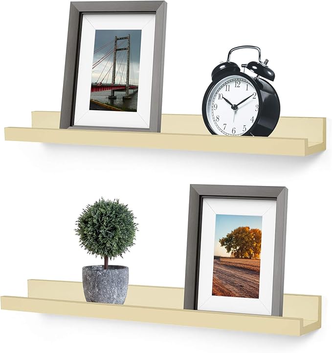 Picture Shelf, Set of 2 Wall Mounted Photo Ledge Floating Shelves for Bedroom