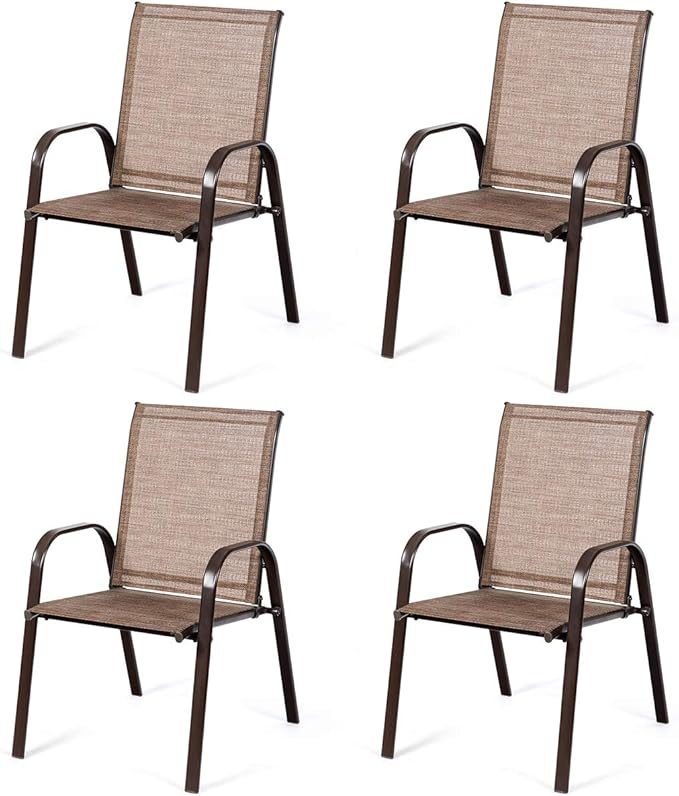 2 Piece Patio Chairs, Outdoor Camping Chairs with Breathable Fabric