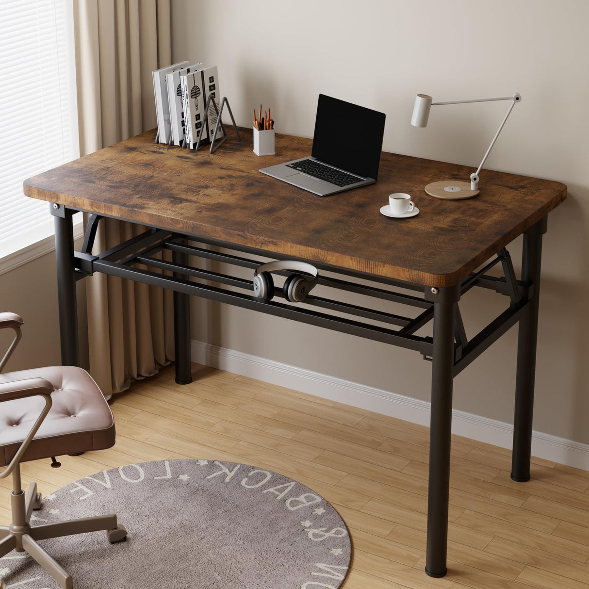 Small Folding Desk No Assembly,39.4 Inch Folding Computer Desk Small Foldable