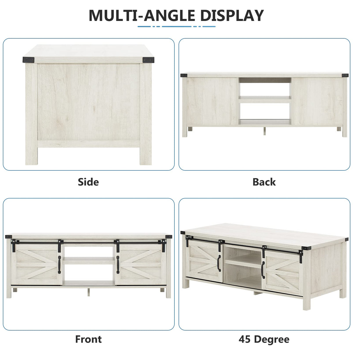 Farmhouse Coffee Table with Sliding Barn Doors & Storage