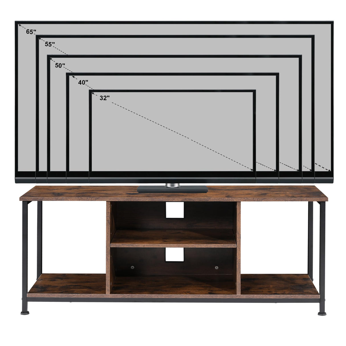 TV Stand for Up to 55 Inch TVs, Accent TV Cabinet with Open Shelf for Living Room