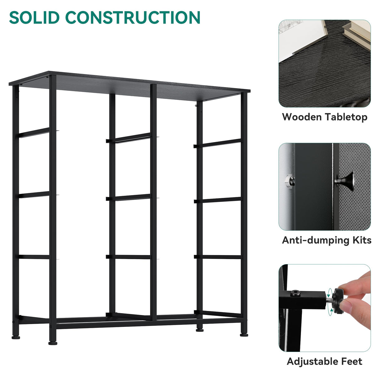 Dresser for Bedroom, Tall Dresser with 8 Drawers, Storage Tower with Fabric Bins,