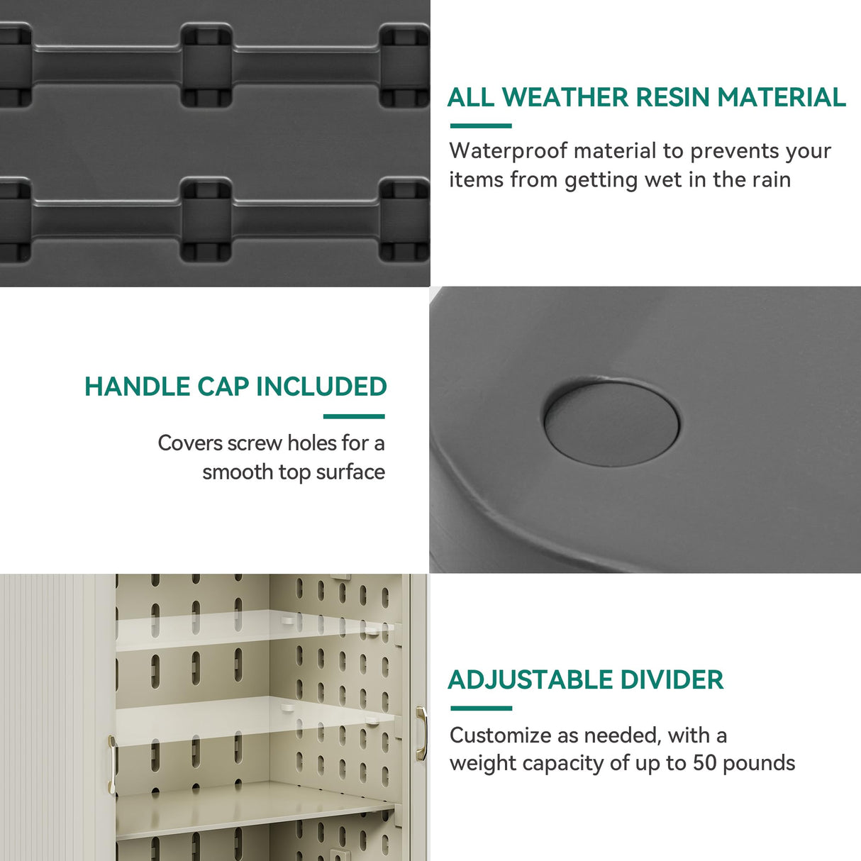 StorGuard Outdoor Storage Cabinet – 37 & 73 Gallon Resin Organizer with Shelf