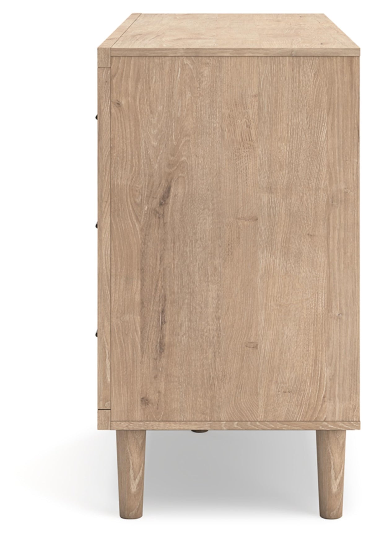 Signature Design by Ashley Cielden Coastal 6-Drawer Dresser with Safety Stop and Textured Cane Details, Light Brown