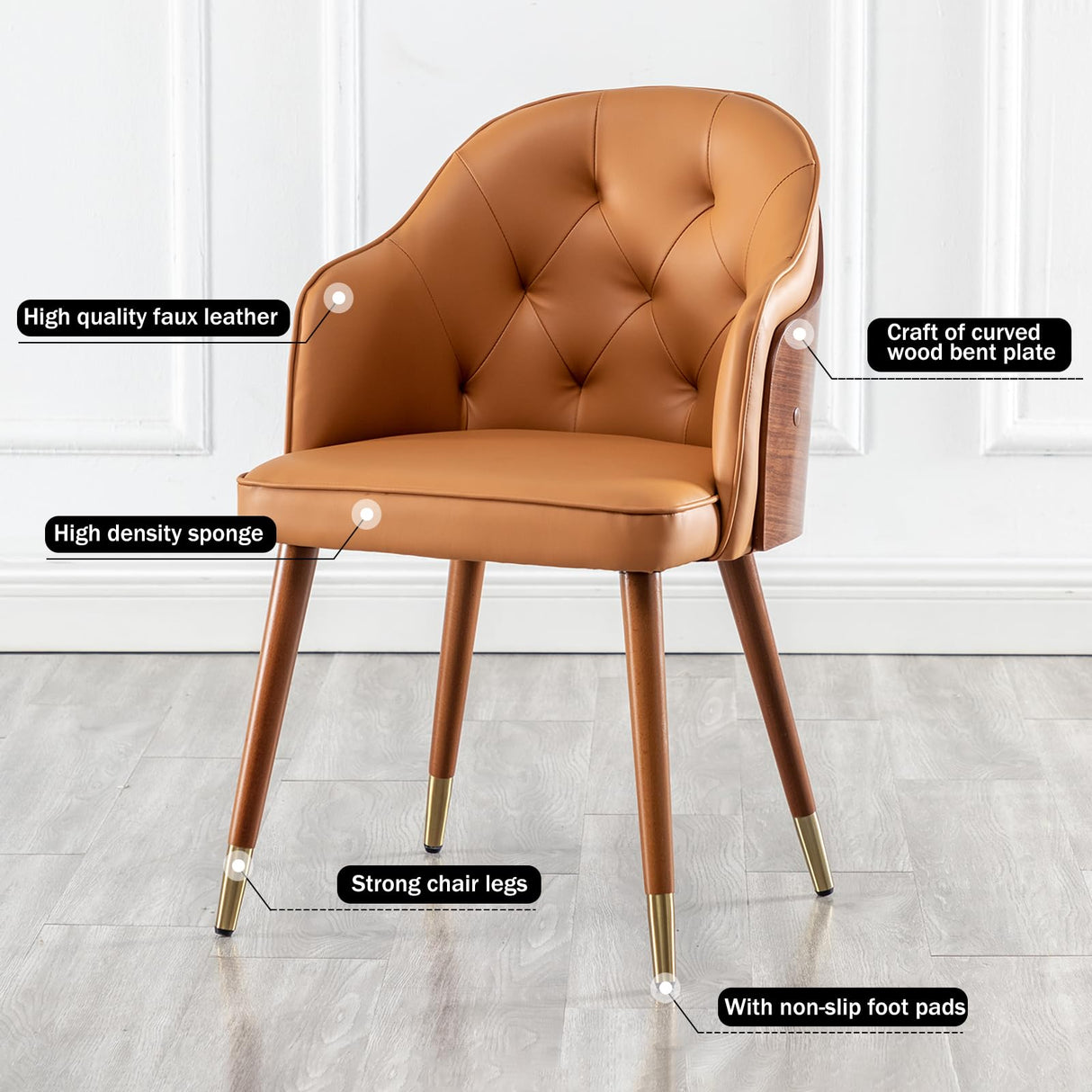 Mid Century Modern Dining Room Chairs Orange Faux Leather Upholstered Desk Chairs