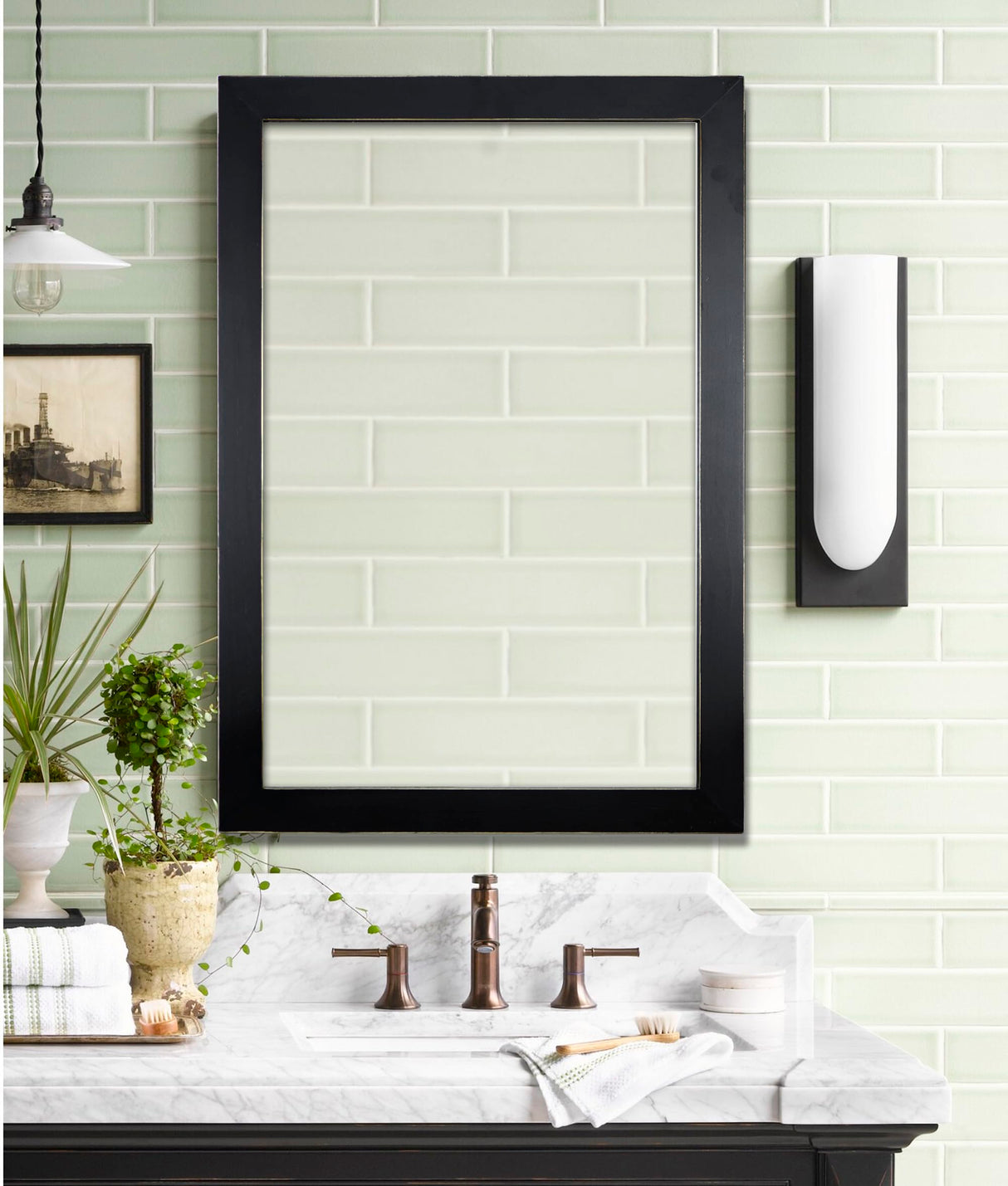 Wood Farmhouse Wall Mirror Hanging Wall Mirror for Living Room or Bathroom