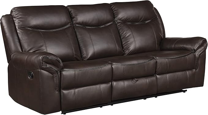 Braelyn Faux Leather Double Glider Reclining Loveseat with Center Console