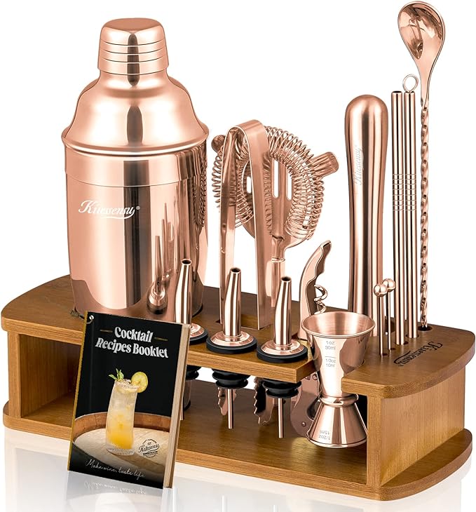 Premium Cocktail Shaker Set | 15-Piece Bartender Kit with Stand & Accessories