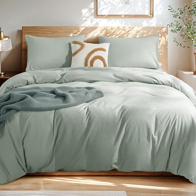 100% Washed Cotton Duvet Cover Set 3 Pieces Cotton Duvet Cover Set 2 Pillowcase 1 Soft Duvet Cover