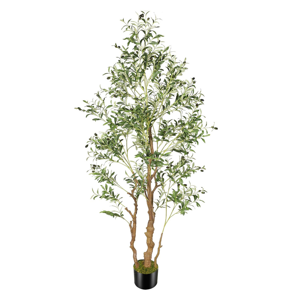 7.2ft Artificial Olive Tree (85in) with Plastic Nursery Pot Faux Olive Silk Tree,