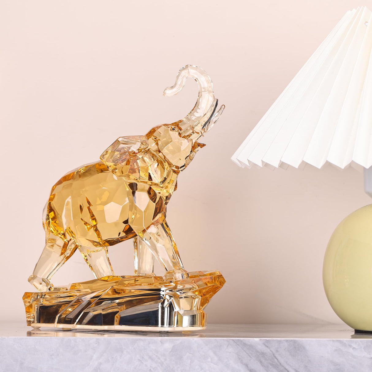 Acrylic Clear Elephant Figurines Crystal Glass Finish, High End African Statues