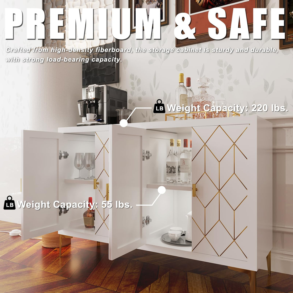 4-Door Buffet Cabinet with Storage - Versatile Sideboard for Kitchen, Dining Room