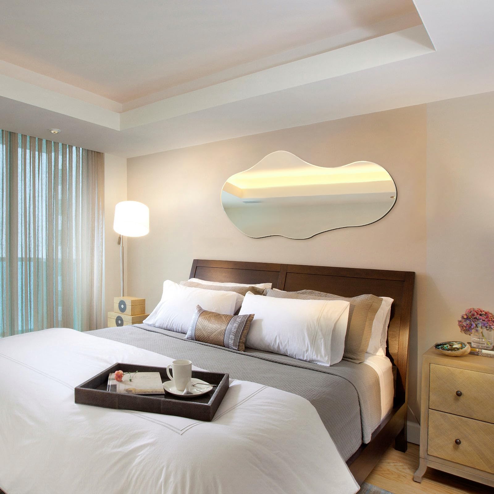 Irregular Wall Mirror, Large 51"x28" Asymmetrical Shaped Frameless Mirror