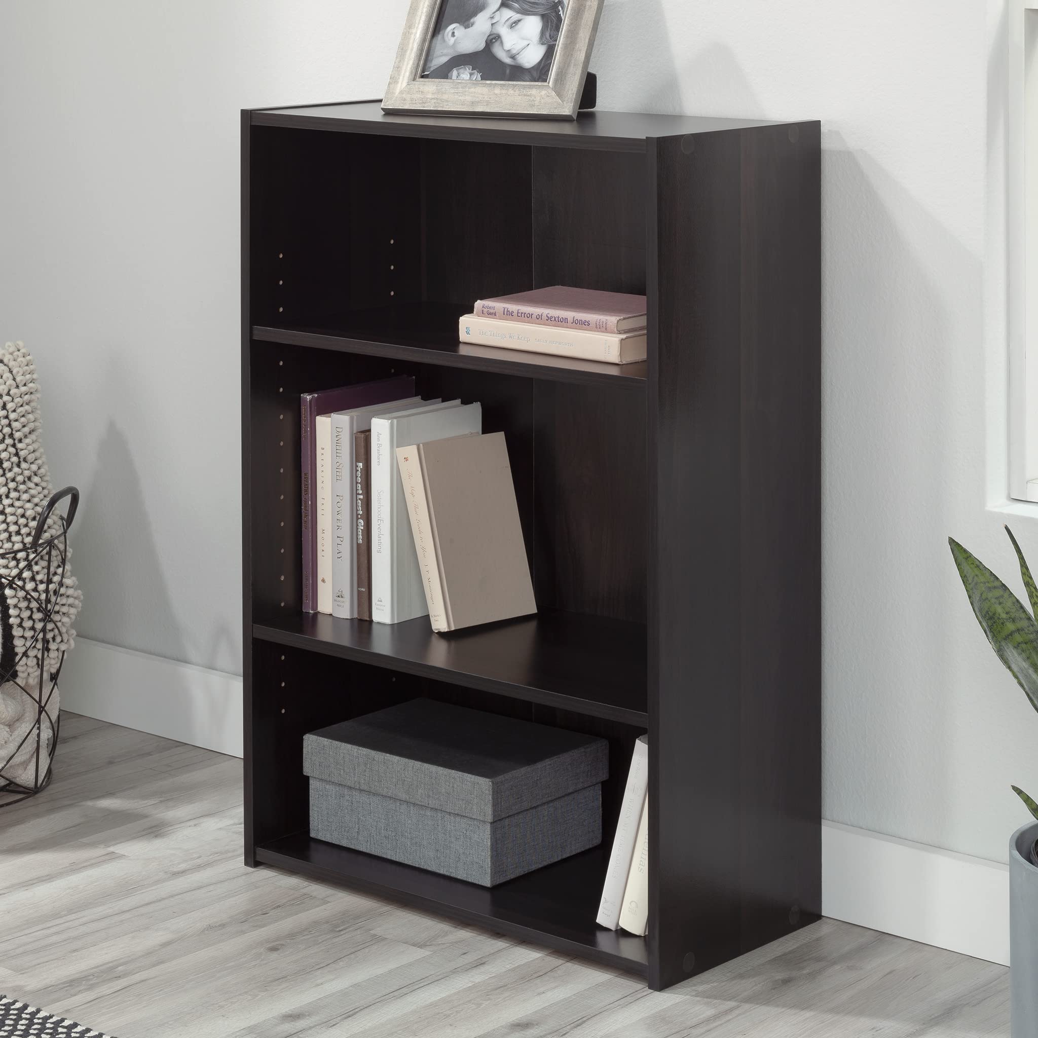 Sauder Beginnings 3 Bookcase/Book Shelf, L: 24.57" x W: 11.50" x H: 35.28", Cinnamon Cherry finish